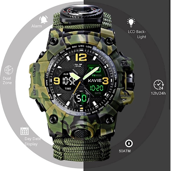 23-in-1 Survival Military Digital Watch, Mens Tactical Multi-Functional … - Picture 3 of 10